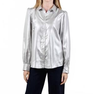 NEW FINLEY collette button front shirt in silver